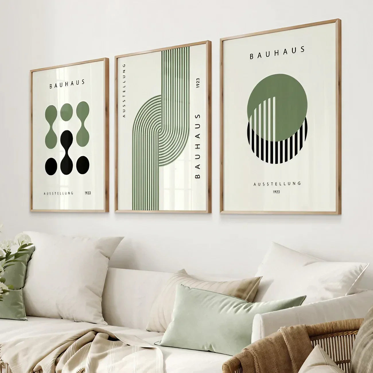 Modern Saga Green And Black Wall Art Set of 3 Wall Frame