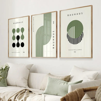Modern Saga Green And Black Wall Art Set of 3 Wall Frame