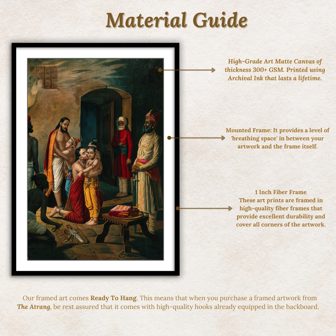 Krishna freeing his parents (Vasudeo and Devki) from prison by Raja Ravi Varma Wall Art Painting