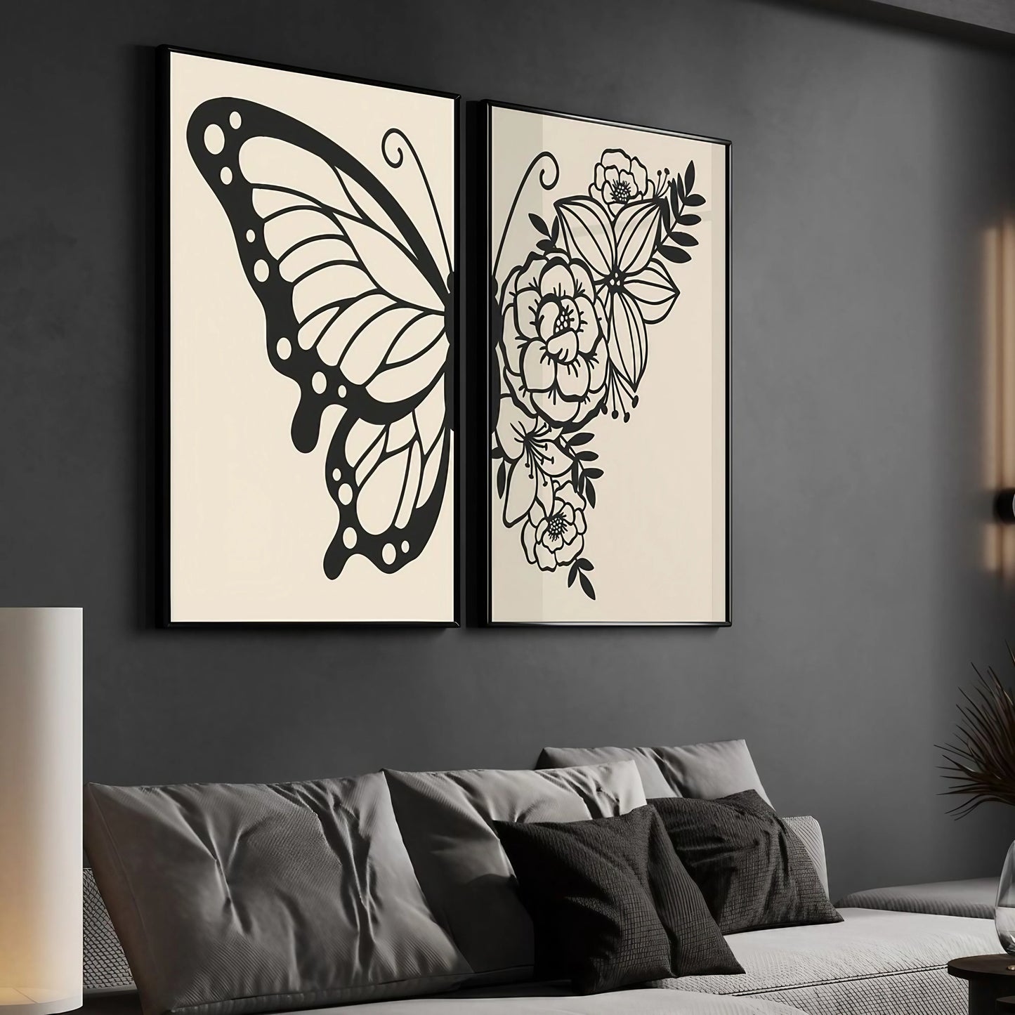 Botanical Black And White Bedroom Decor Wall Art Wall Frames Set of 2