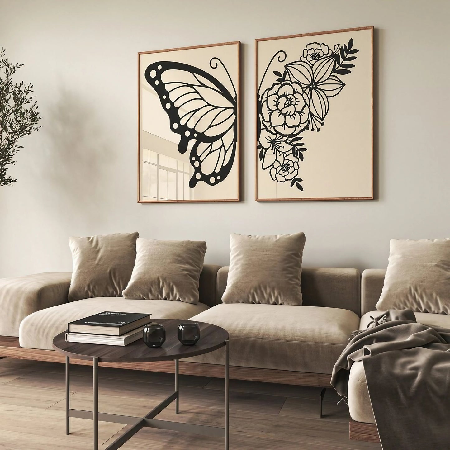 Botanical Black And White Bedroom Decor Wall Art Wall Frames Set of 2