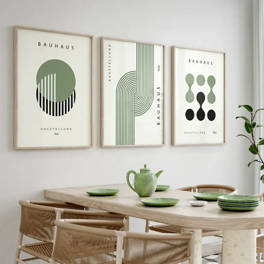 Modern Saga Green And Black Wall Art Set of 3 Wall Frame