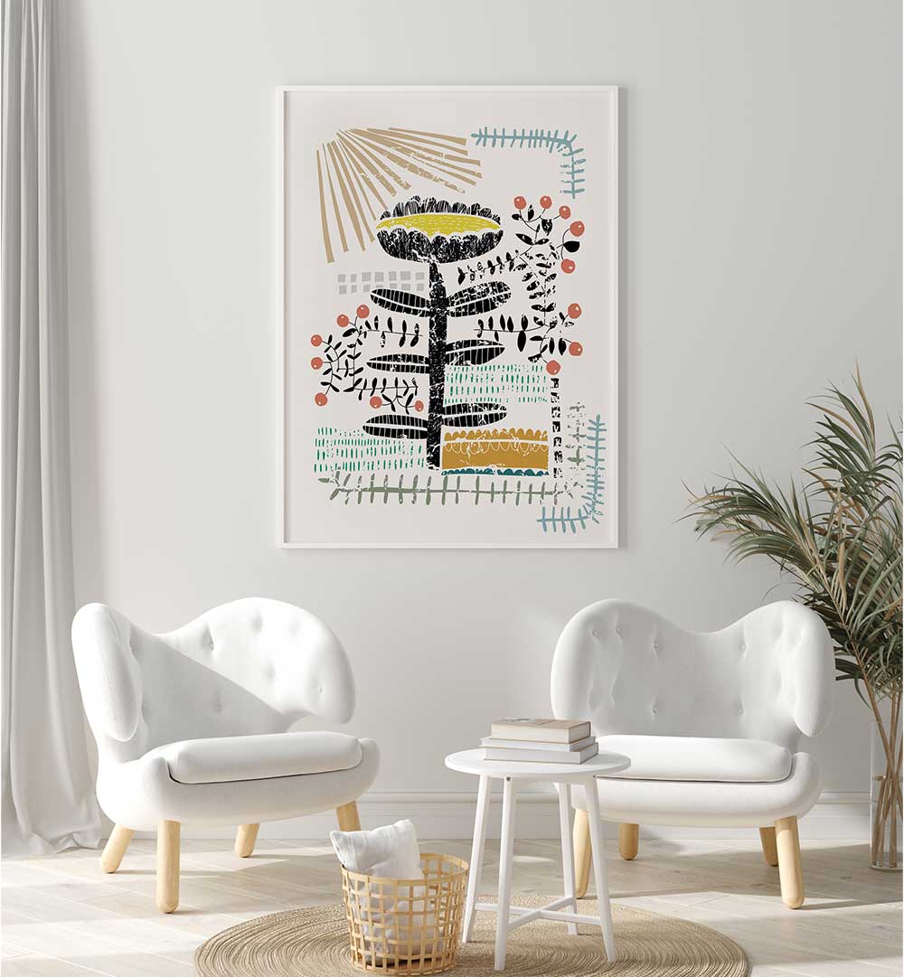 BLOCK PRINT BOLD FLOWER , FLORAL FLOWER PAINTINGS