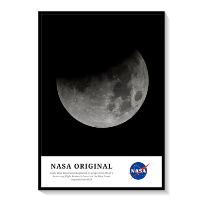 Super Blue Blood Moon beginning its eclipse, NASA Art Posters