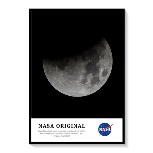 Super Blue Blood Moon beginning its eclipse, NASA Art Posters