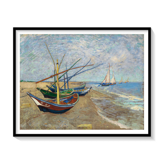 Fishing Boats on the Beach, Van Gogh Painting