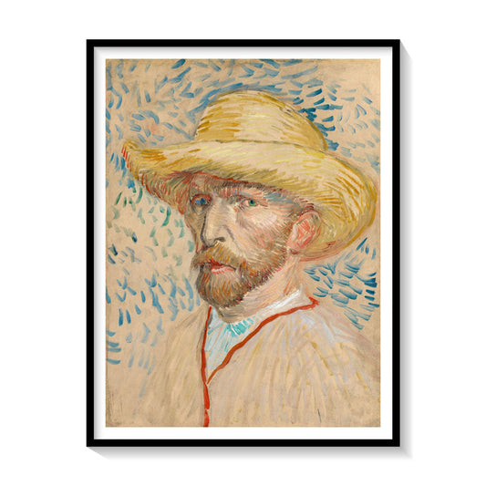 Self Portrait with a Straw Hat, Vincent Van Gogh Painting