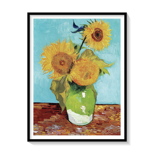 Vase with Three Sunflowers, Vincent Van Gogh Painting