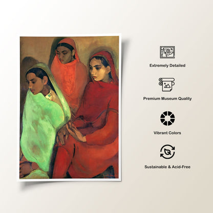 Group of Three Girls, Amrita Sher Gil Paintings