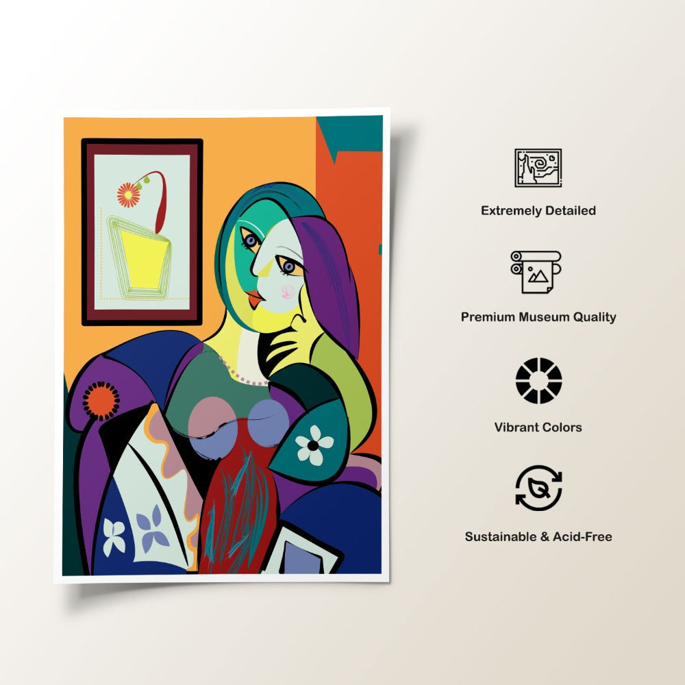 Colorful Abstract Woman, Pablo Picasso Style Painting