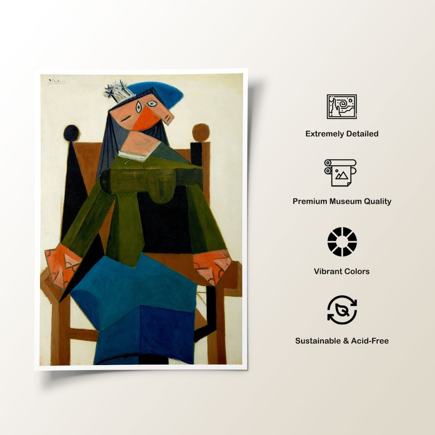 Femme assise dans un fauteuil, Pablo Picasso Painting