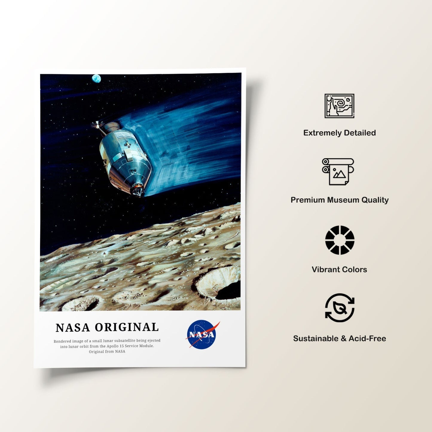 Small Lunar Subsatellite, NASA Art Posters