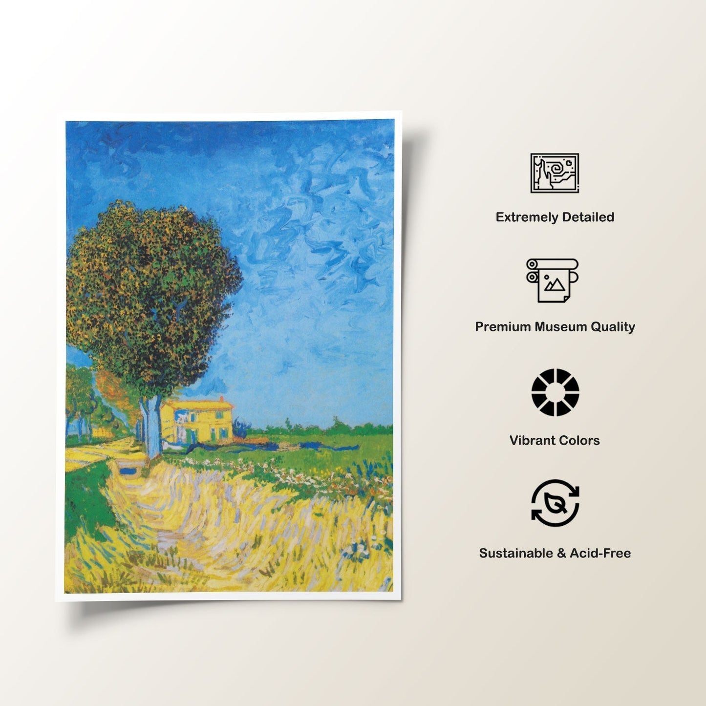 Avenue at Arles with houses, Vincent Van Gogh Painting