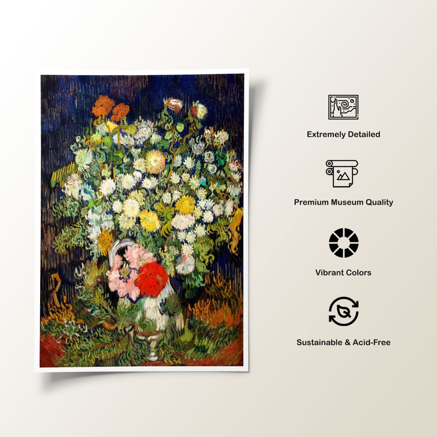 Bouquet of Flowers in a Vase, Vincent Van Gogh Painting