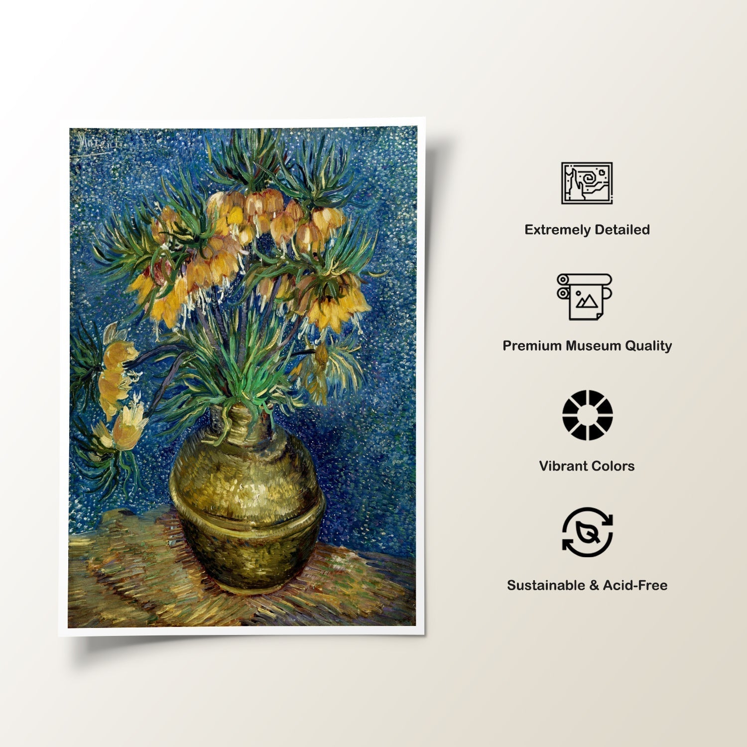 Imperial Fritillaries in a Copper Vase 2, Vincent Van Gogh Painting