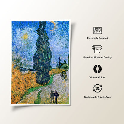 Road with Cypress and Star, Vincent Van Gogh Painting