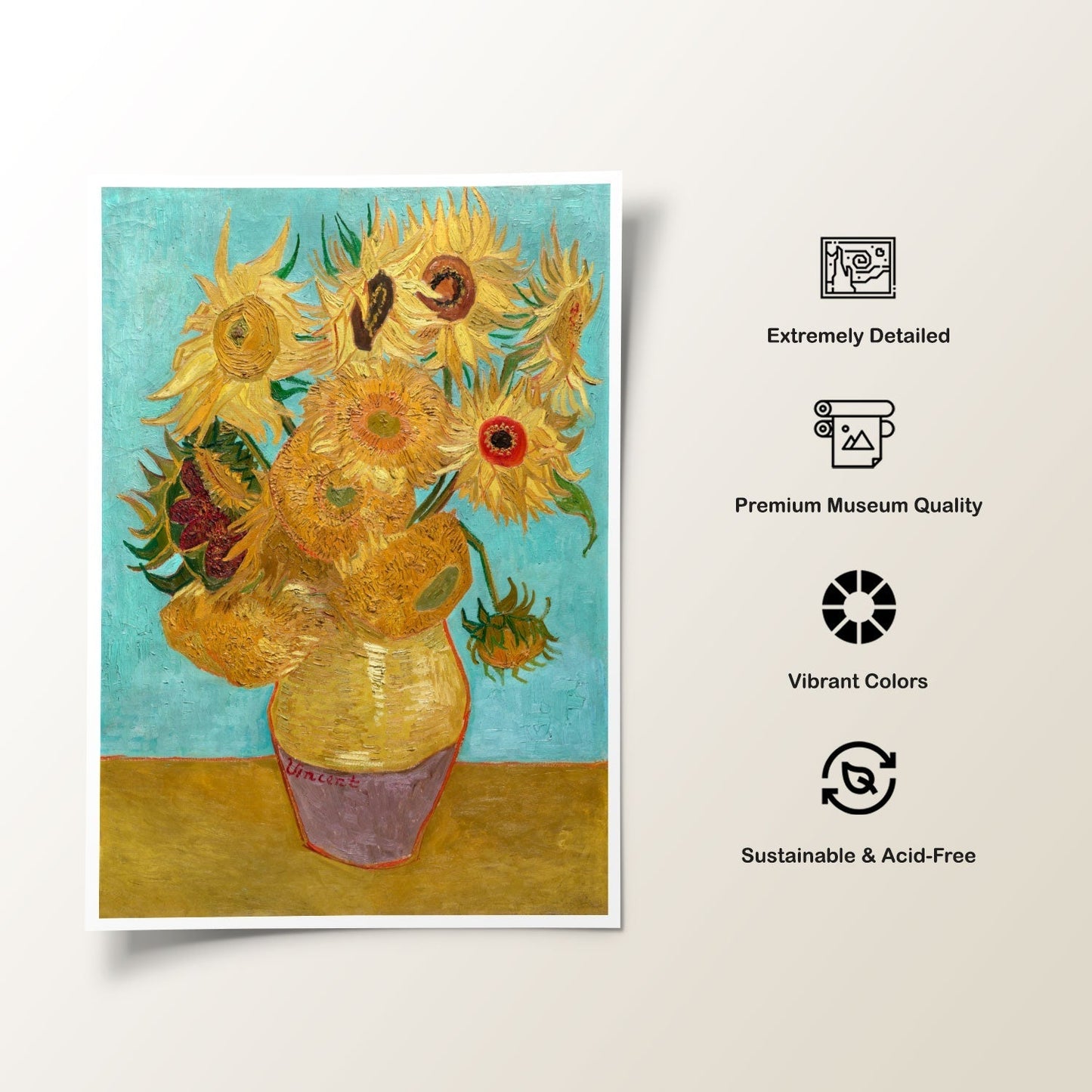 Vase with Twelve Sunflowers, Vincent Van Gogh Painting