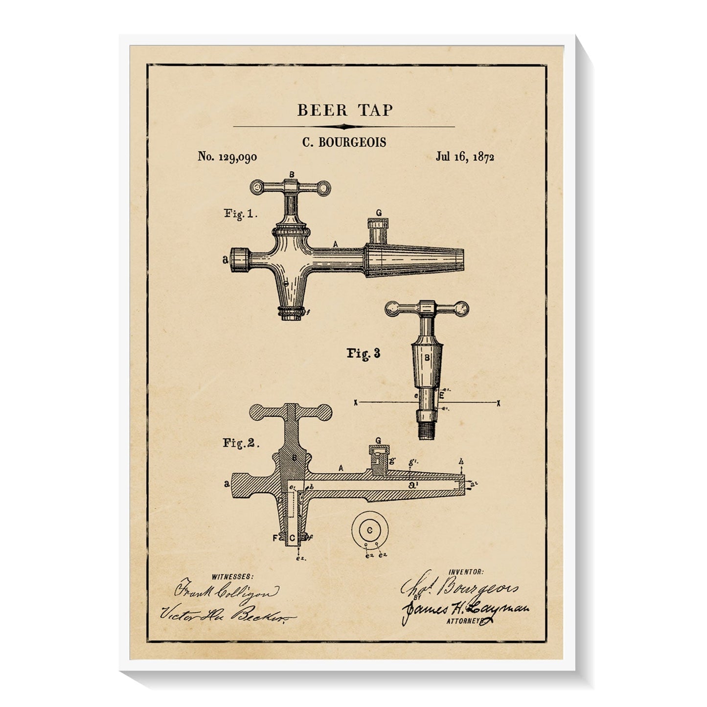 Beer Tap, Blueprint Patent Art