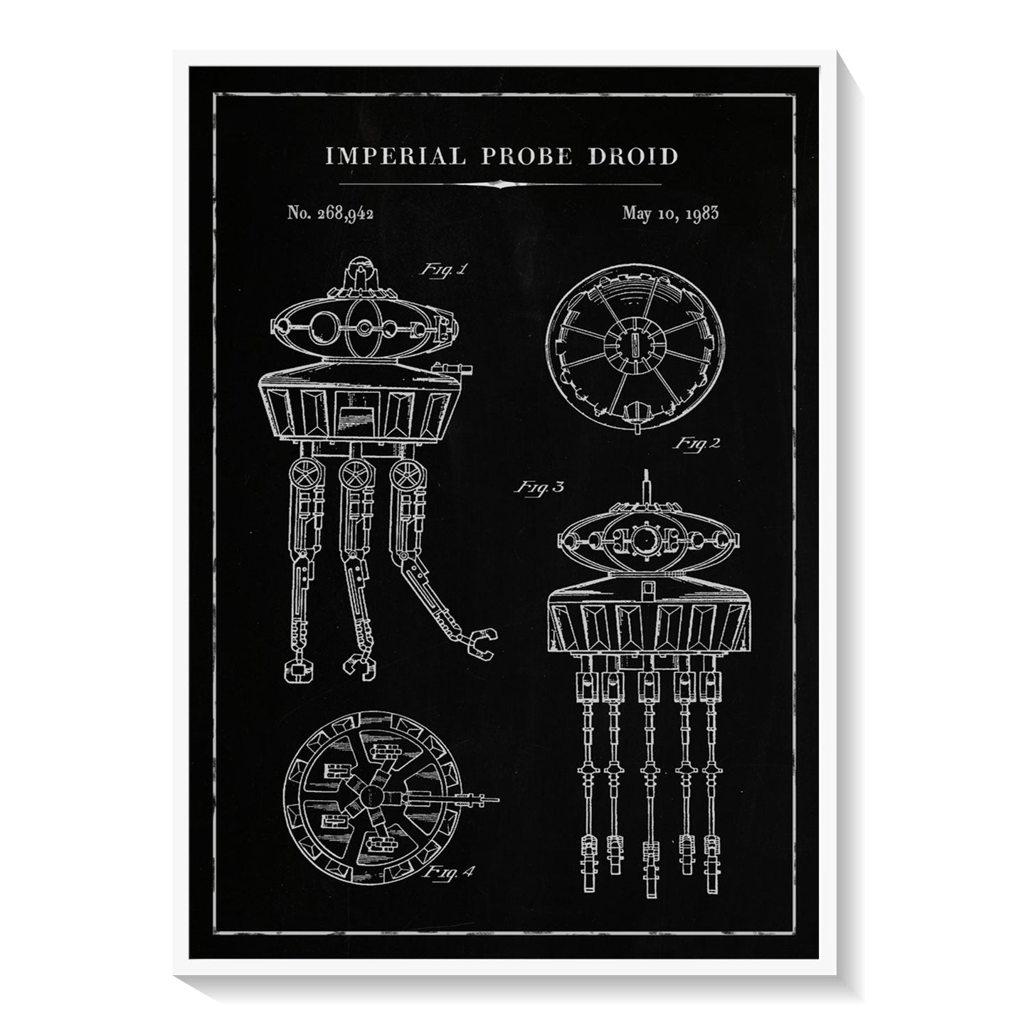 Chalk Imperial Probe Droid, Blueprint Patent Art