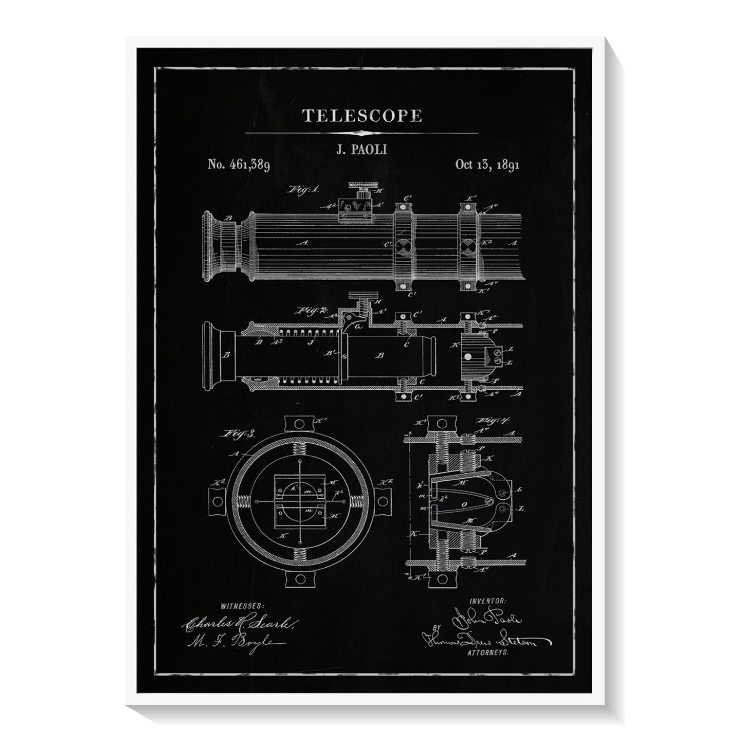 Chalk Telescope, Blueprint Patent Art