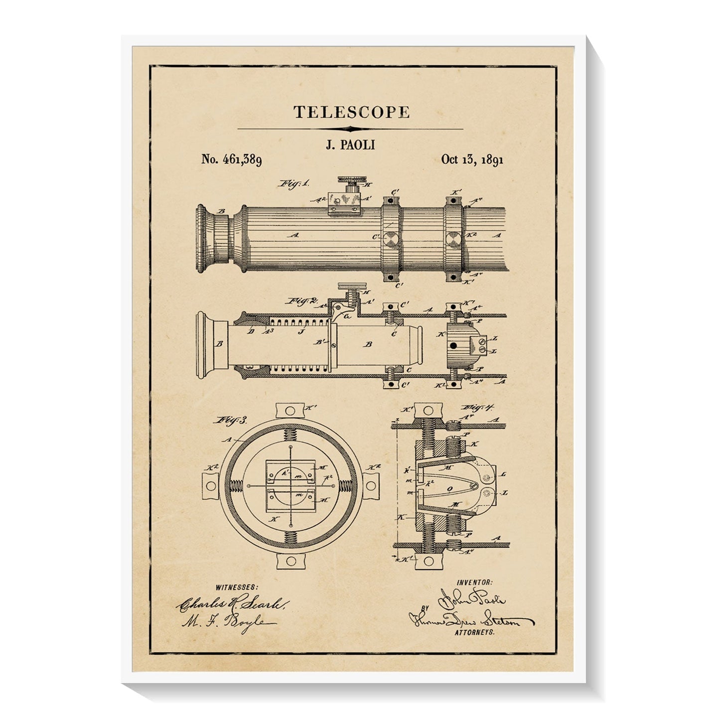 Telescope, Blueprint Patent Art