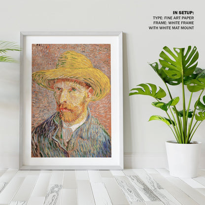 Self Portrait with a Straw Hat 2, Vincent Van Gogh Painting
