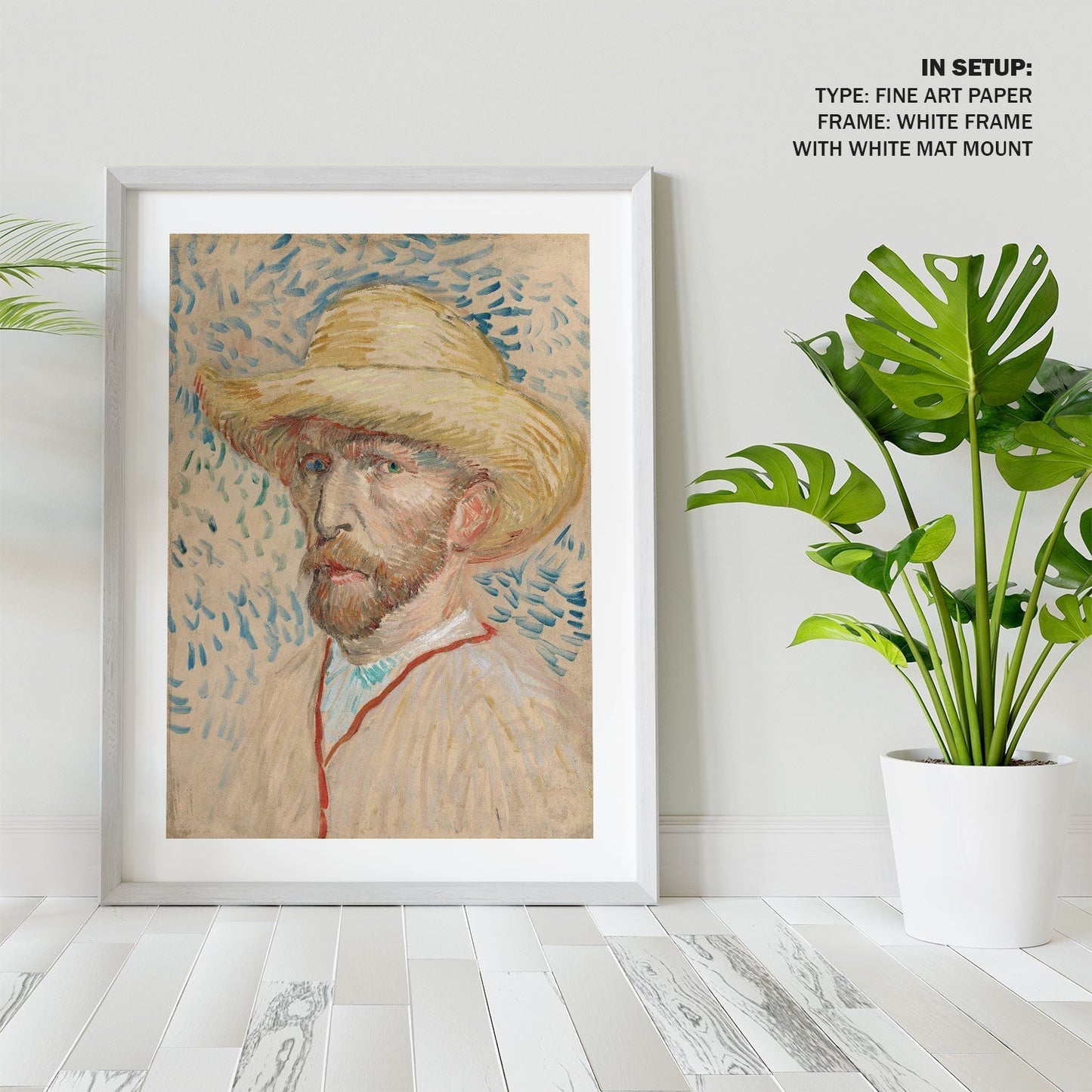 Self Portrait with a Straw Hat, Vincent Van Gogh Painting