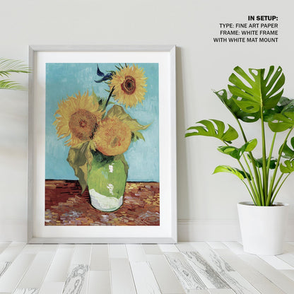 Vase with Three Sunflowers, Vincent Van Gogh Painting