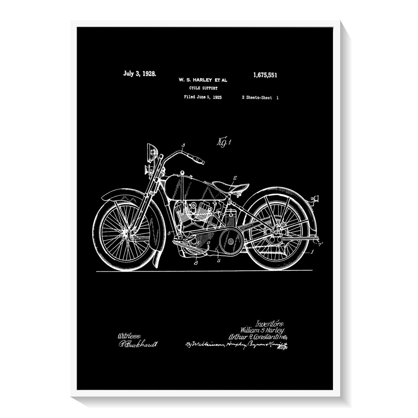 Motorcycle, Blueprint Patent Art