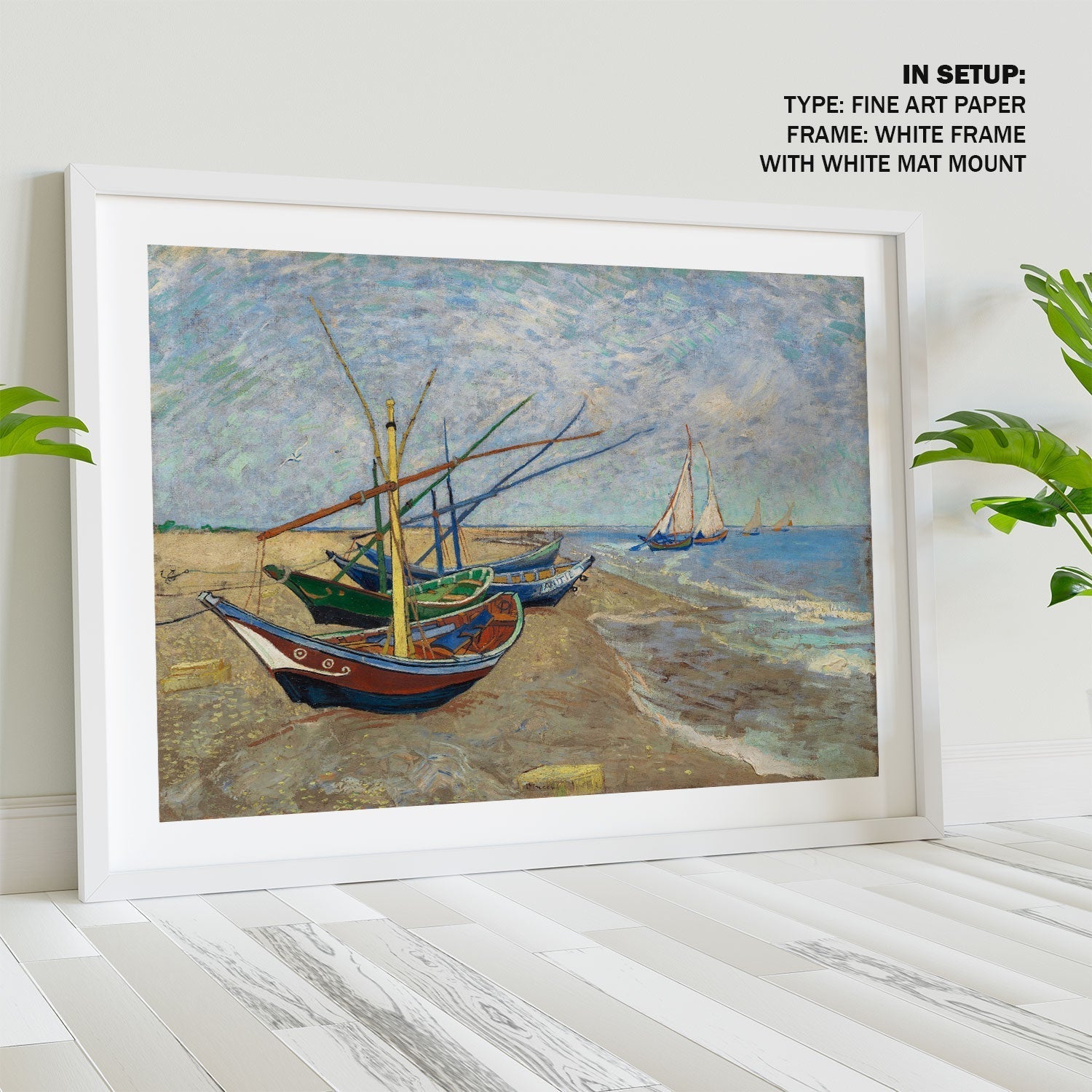 Fishing Boats on the Beach, Van Gogh Painting