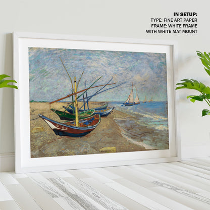 Fishing Boats on the Beach, Van Gogh Painting