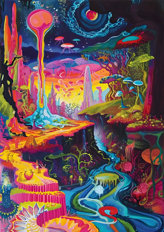 Psychedelic Landscape with a River