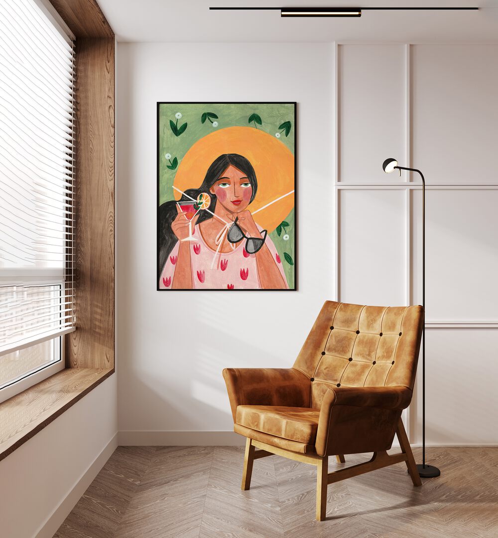 WOMAN WITH COCKTAIL, PORTRAITS & FIGURATIVE ILLUSTRATIONS