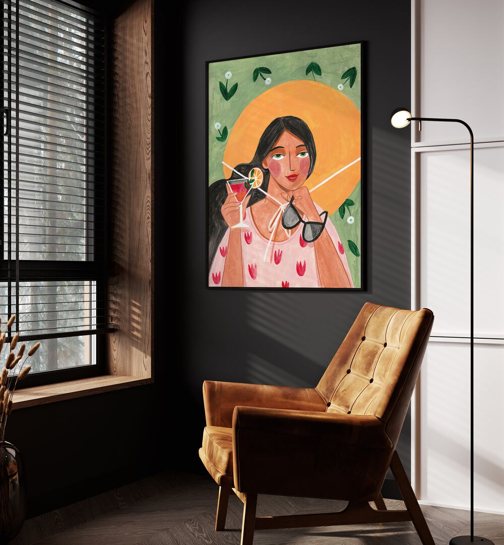 WOMAN WITH COCKTAIL, PORTRAITS & FIGURATIVE ILLUSTRATIONS