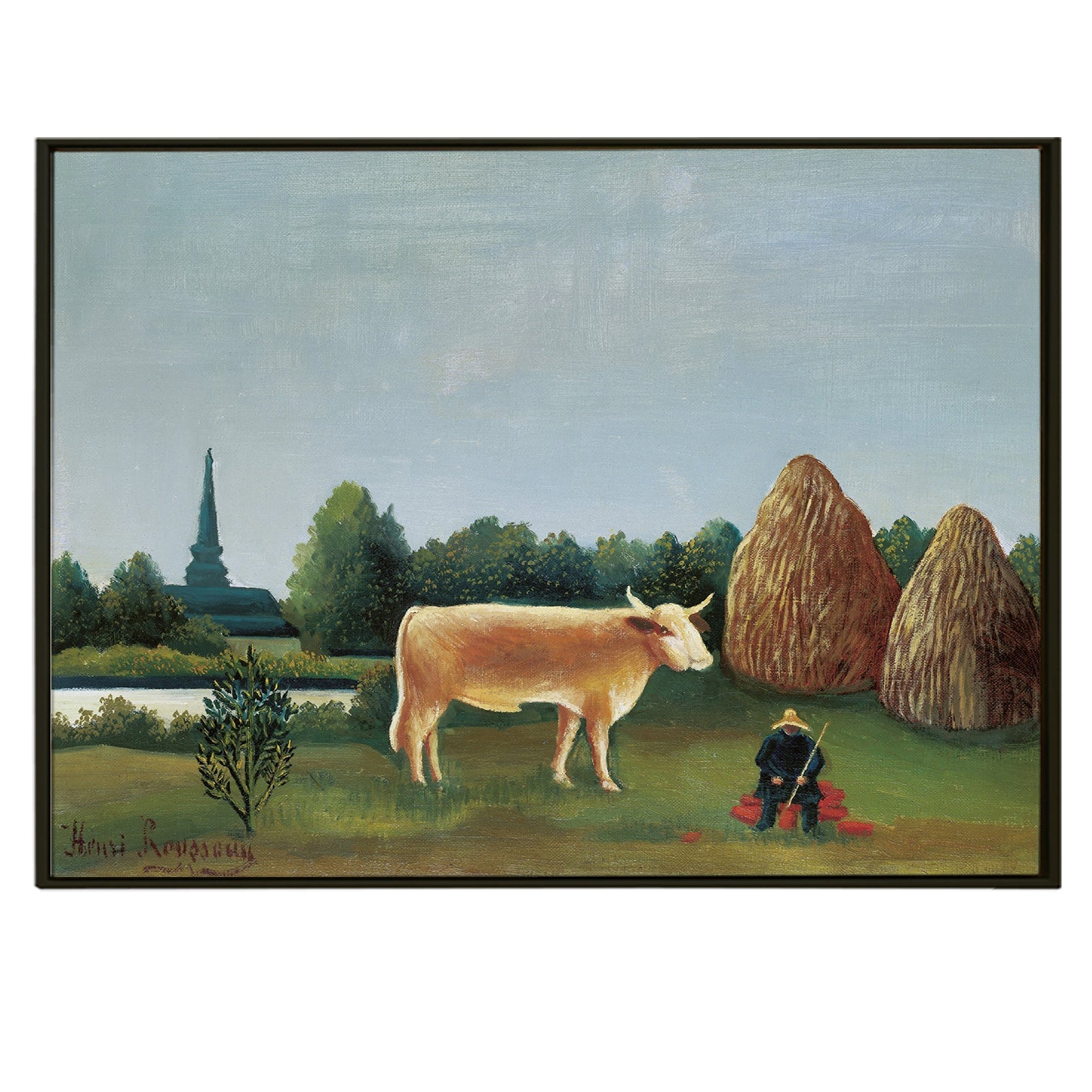 Landscape With Cow By Henri Rousseau Wall Art Print Canvas Artwork for home decor wall art