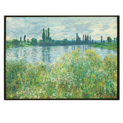 Large Wall Art Framed Canvas - Monet landscape painting of Seine Modern Art Impressionism on Framed Canvas Artwork Perfect for Office and Home Wall Decor.