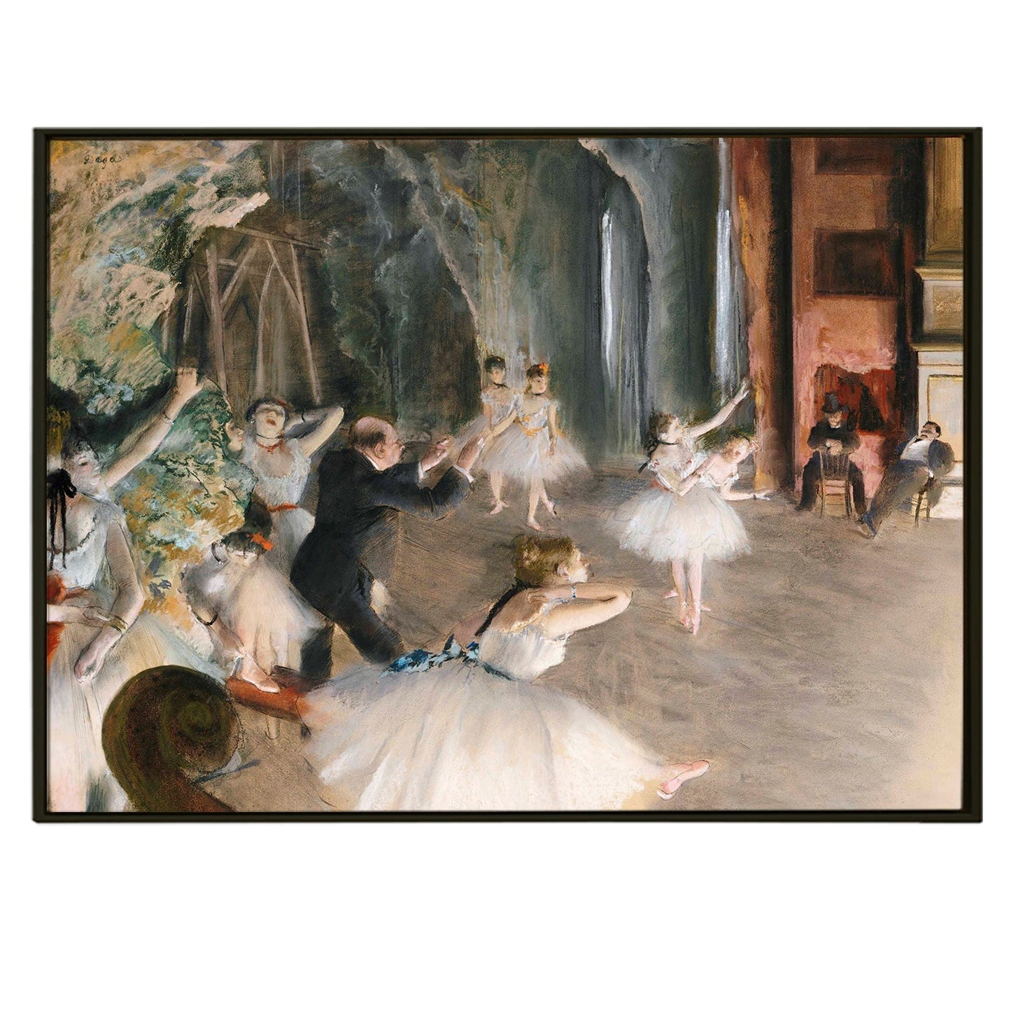 The Rehearsal of the Ballet on Stage by Edgar Degas Canvas Wall Art Print
