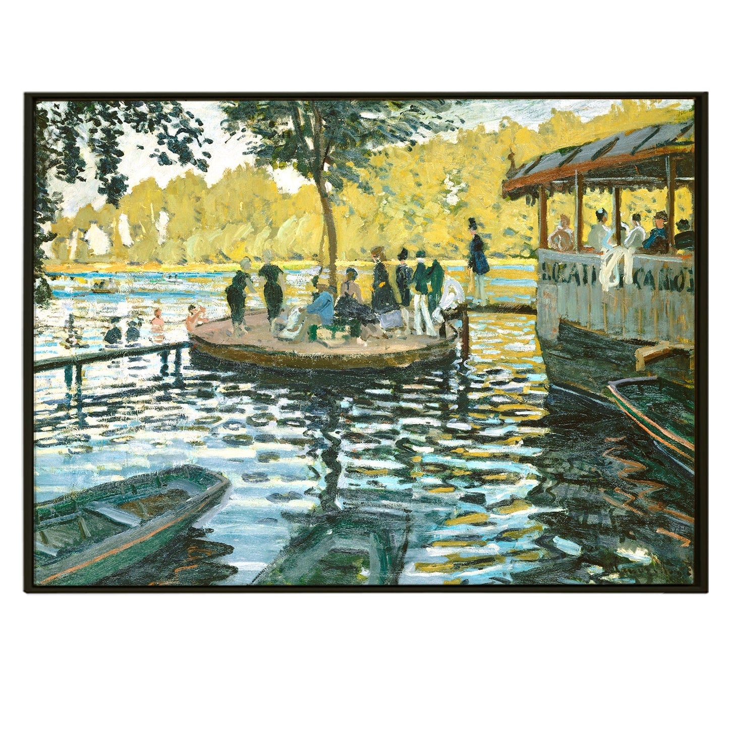 La Grenouillere floating restaurant and boat Modern Canvas Prints of Claude Monet Paintings Large Wall Art Reproduction Abstract Artwork For Living Room Office Home Decor.