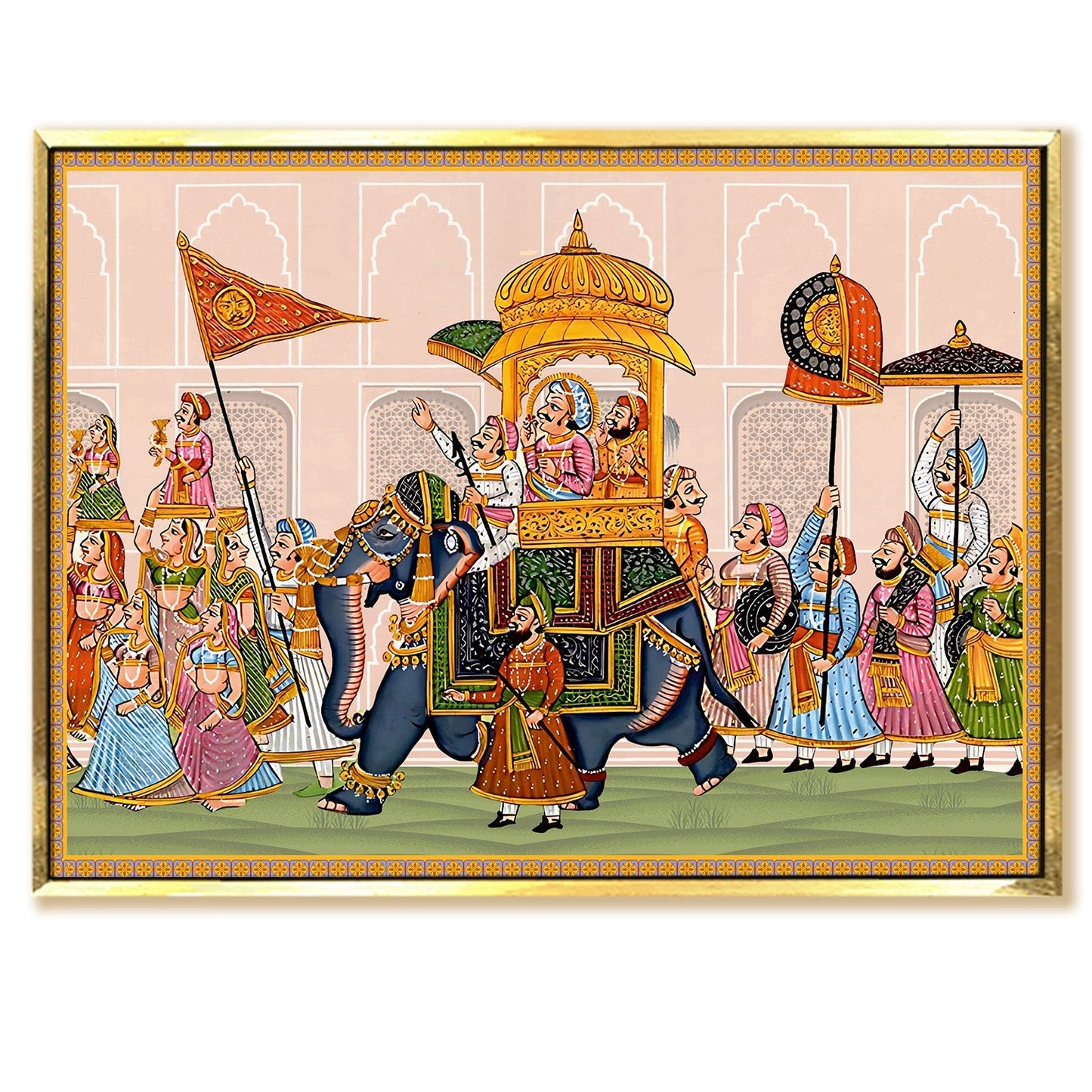 A Spectacle of Imperial Might: The Emperor's Elephant Procession Through the Bustling City Wall Art for home and office space.