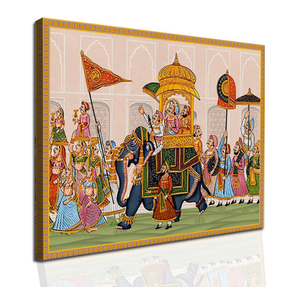 A Spectacle of Imperial Might: The Emperor's Elephant Procession Through the Bustling City Wall Art for home and office space.