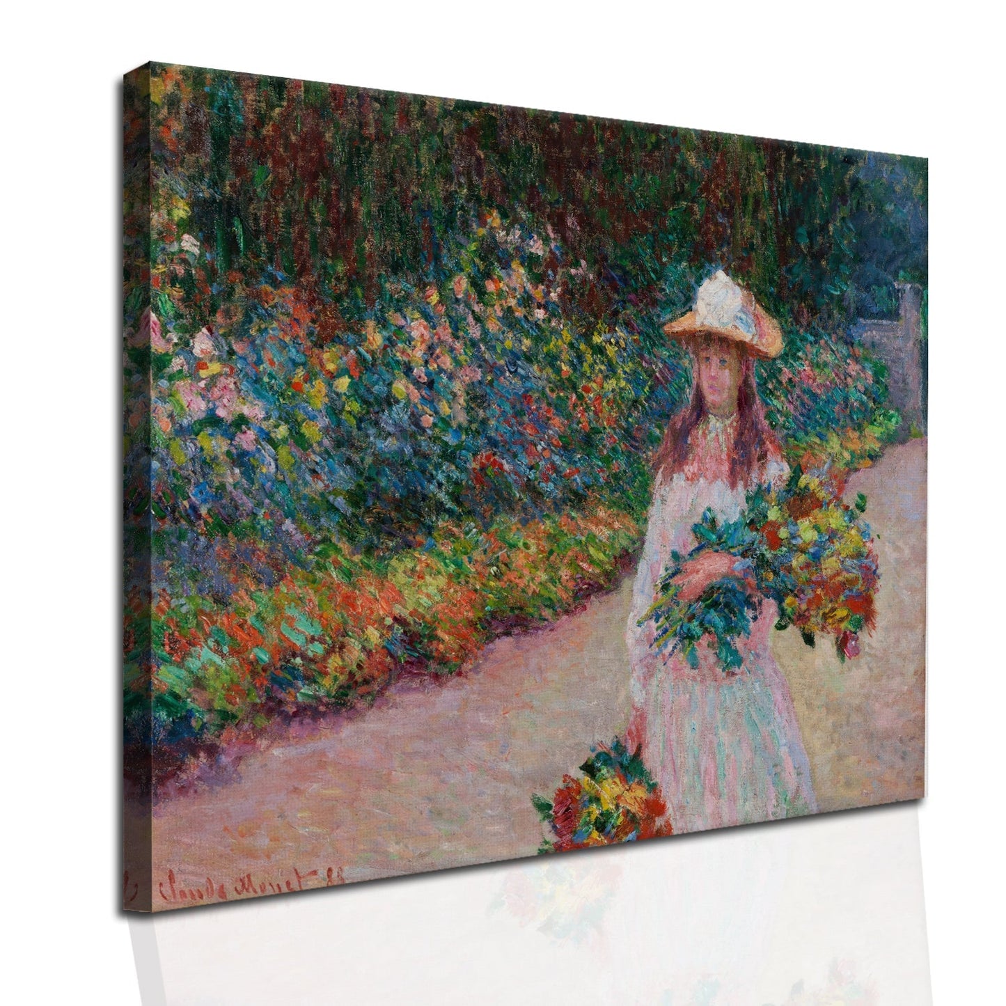 Modern Framed  Canvas Prints of Claude Monet Paintings Reproduction Abstract Floral Artwork Garden Pictures View on Canvas Wall Art For Living Room Office Home Decor.