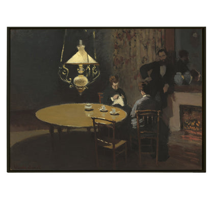 Large Wall Art Framed Canvas - After Dinner Painting By Cloude Monet Canvas Modern Art Impressionism on Framed Canvas Artwork Perfect for Office and Home Wall Decor.