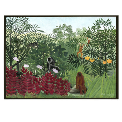 Tropical Forest With Monkeys By Henri Rousseau Canvas Art Print Masterpiece for Home Decor Wall Art