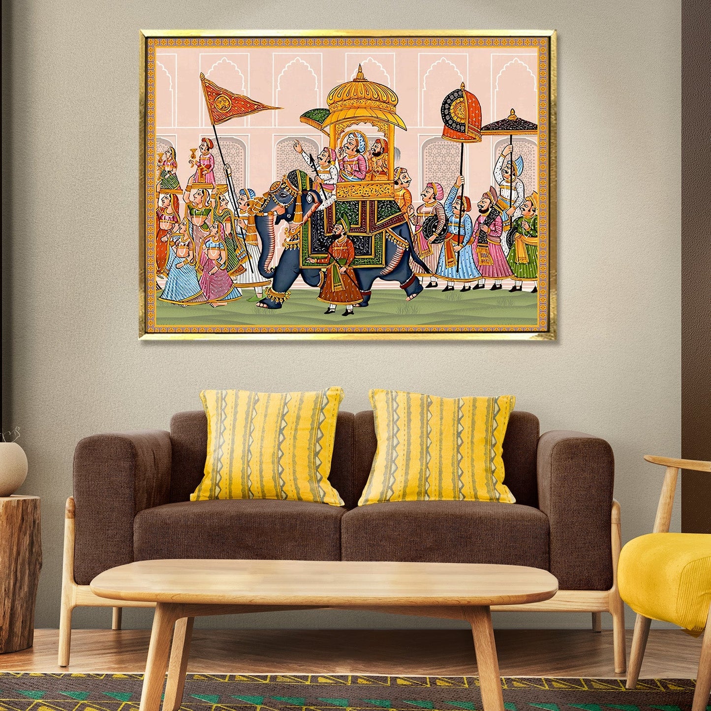 A Spectacle of Imperial Might: The Emperor's Elephant Procession Through the Bustling City Wall Art for home and office space.