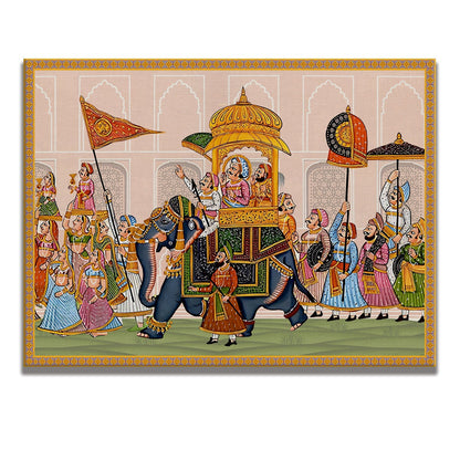 A Spectacle of Imperial Might: The Emperor's Elephant Procession Through the Bustling City Wall Art for home and office space.