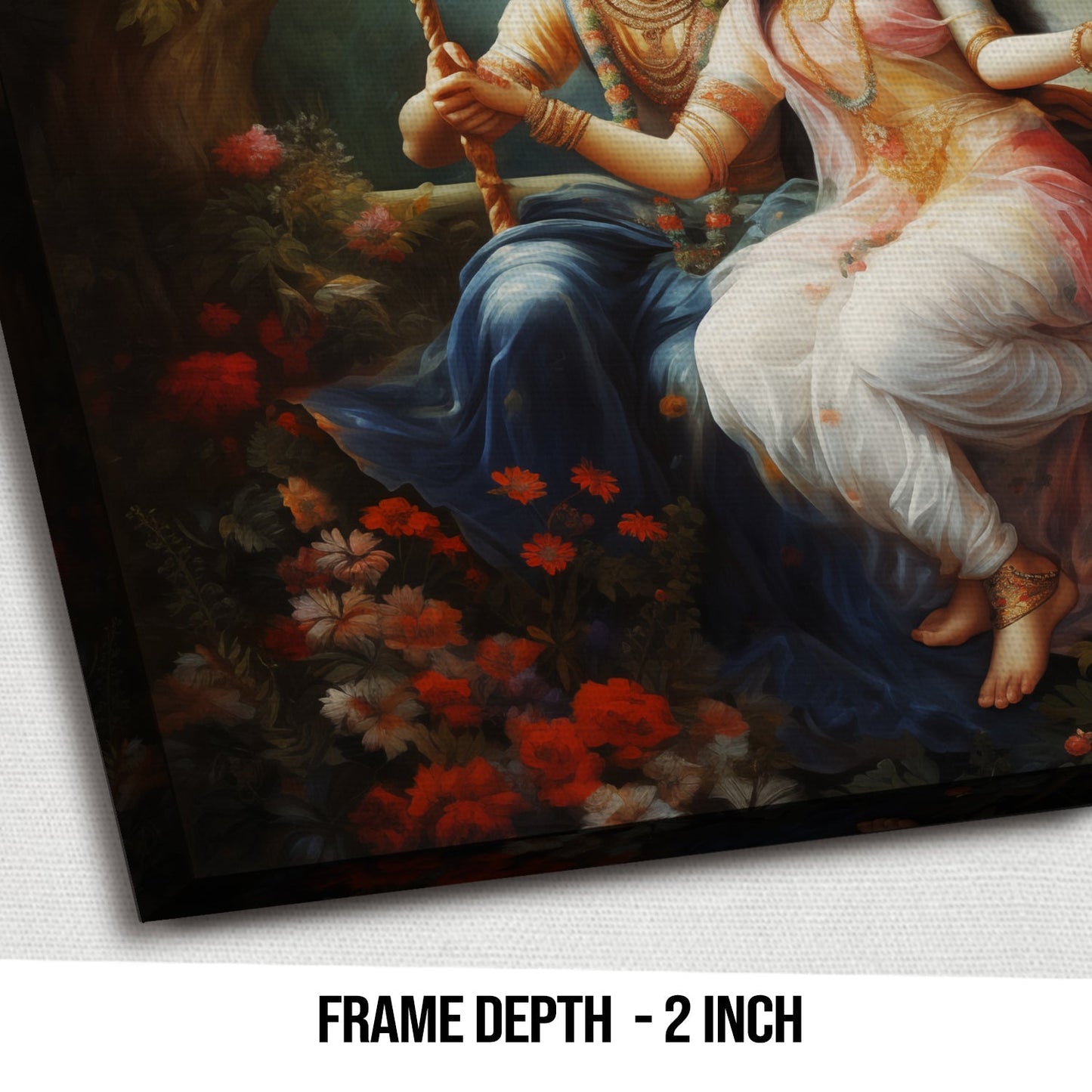 Krishna and Radha Wall Art Canvas Paintings Framed on Wood