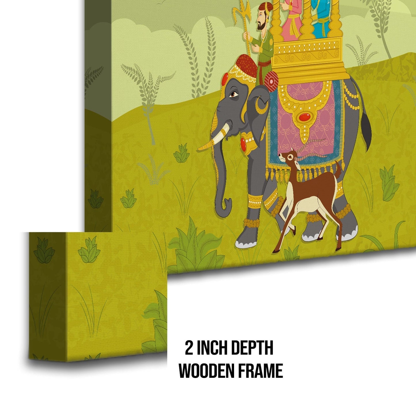 Witnessing Grandeur: Crowds Gather as the Maharaja Leads a Procession on Elephant Back Artwork. Adds sophistication to your decor.