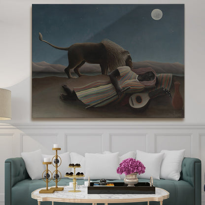 The Sleeping Gypsy - Framed Print Artwork for office and home decor by Henri Rousseau