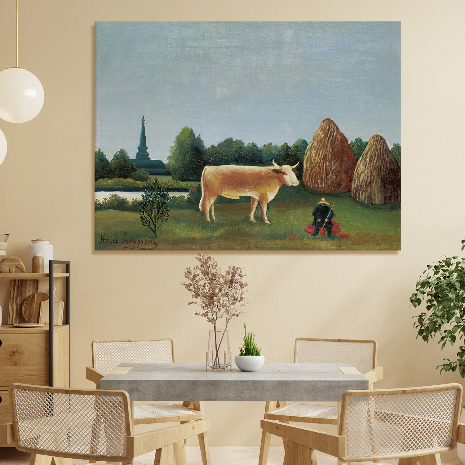 Landscape With Cow By Henri Rousseau Wall Art Print Canvas Artwork for home decor wall art