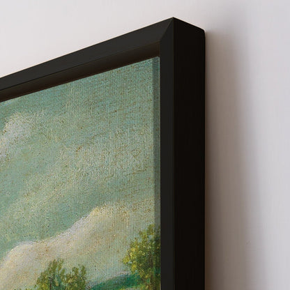 Pastoral Landscape with Stream Fisherman and Strollers - Henri Rousseau - Canvas Roll Art Print Framed Masterpiece